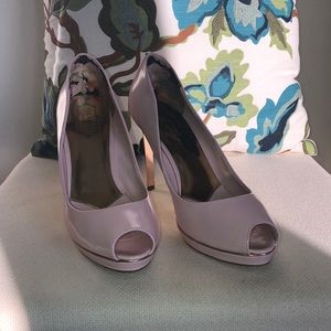 Ted Baker 40 pink open toe rose gold foil heel